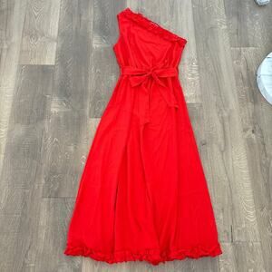 Elegant Red One Shoulder Dress